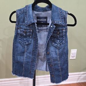 Maurices Blue Denim Sleeveless Jacket